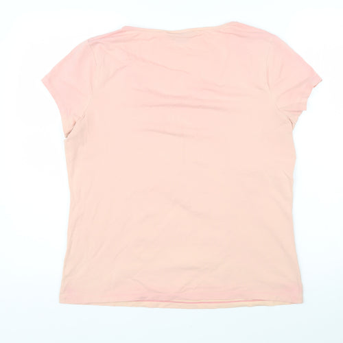 Lands' End Womens Pink Cotton Basic T-Shirt Size M Scoop Neck