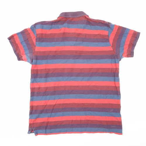 Fat Face Mens Multicoloured Striped 100% Cotton Polo Size L Collared Button