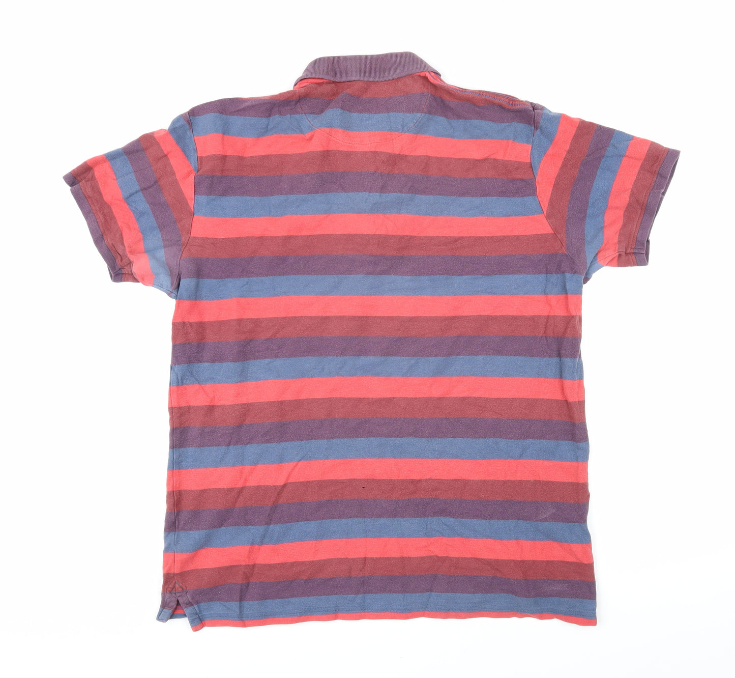 Fat Face Mens Multicoloured Striped 100% Cotton Polo Size L Collared Button