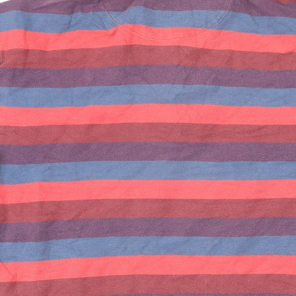 Fat Face Mens Multicoloured Striped 100% Cotton Polo Size L Collared Button