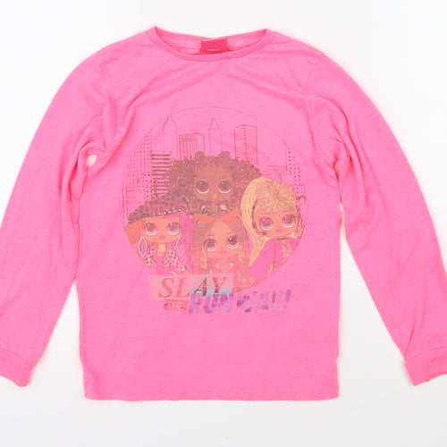 OMG Girls Pink Polycotton Basic T-Shirt Size 7-8 Years Round Neck Pullover - Slay the runway! LOL