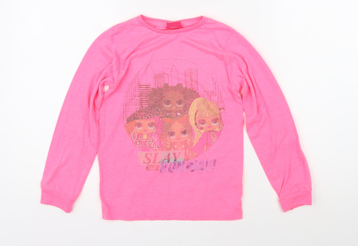 OMG Girls Pink Polycotton Basic T-Shirt Size 7-8 Years Round Neck Pullover - Slay the runway! LOL