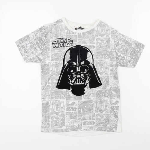 Star Wars Boys Grey Geometric Cotton Basic T-Shirt Size 9-10 Years Round Neck Pullover - Star Wars