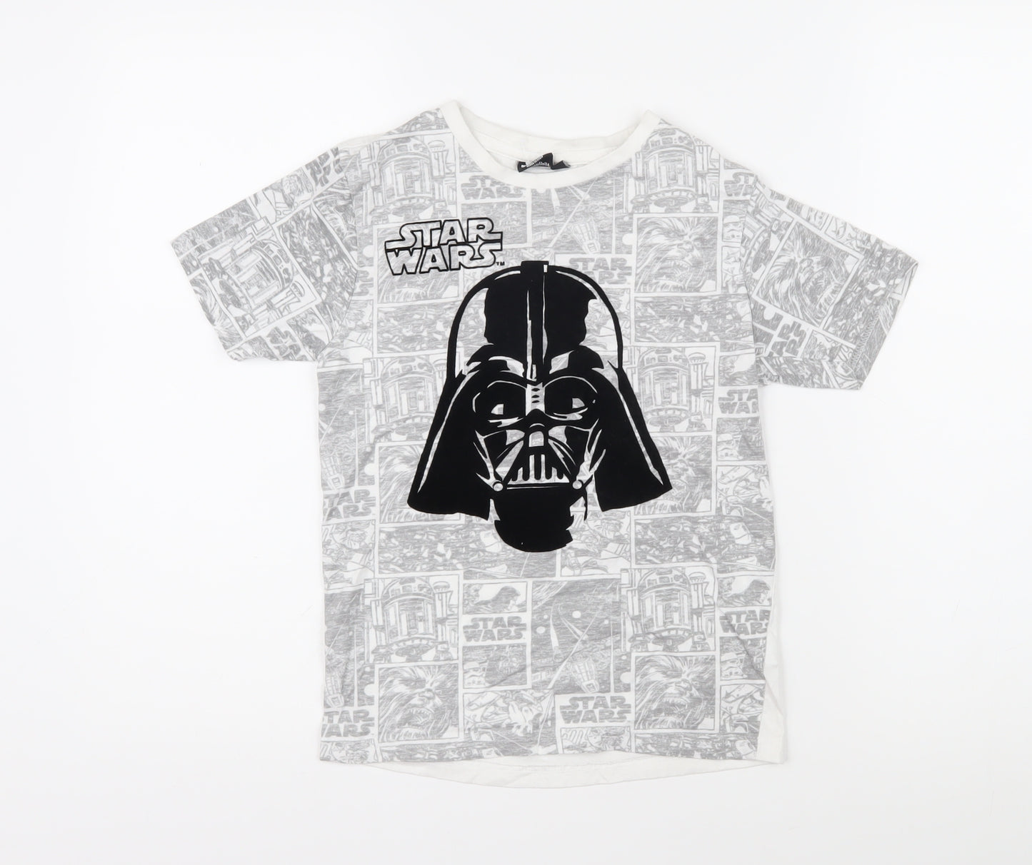 Star Wars Boys Grey Geometric Cotton Basic T-Shirt Size 9-10 Years Round Neck Pullover - Star Wars