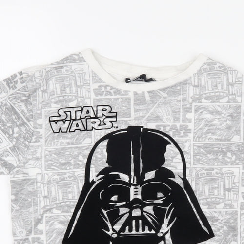 Star Wars Boys Grey Geometric Cotton Basic T-Shirt Size 9-10 Years Round Neck Pullover - Star Wars