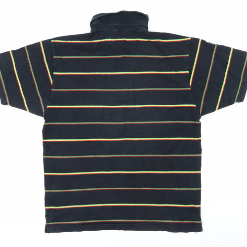Ipath Mens Multicoloured Striped 100% Cotton Polo Size L Collared Button