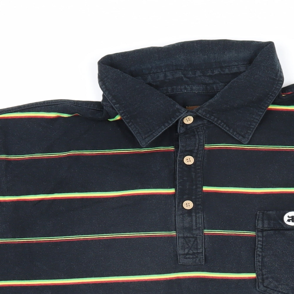 Ipath Mens Multicoloured Striped 100% Cotton Polo Size L Collared Button