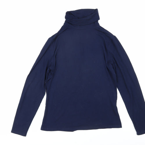 Woolovers Womens Blue High Neck Viscose Pullover Jumper Size S