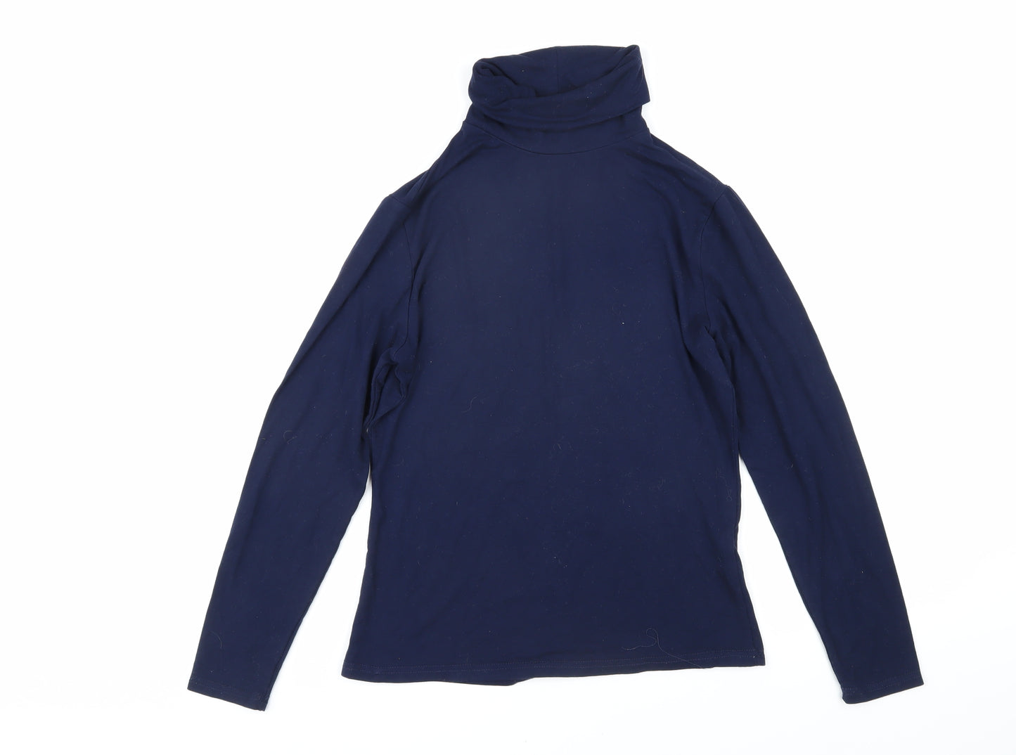 Woolovers Womens Blue High Neck Viscose Pullover Jumper Size S