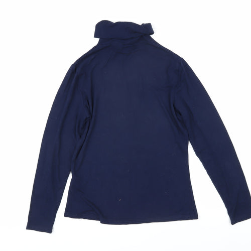 Woolovers Womens Blue High Neck Viscose Pullover Jumper Size S