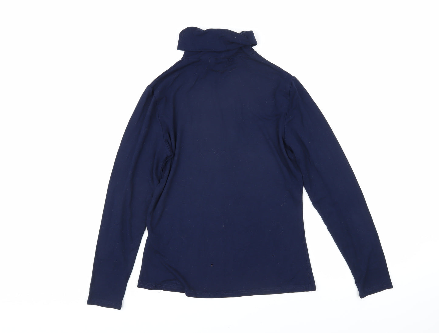 Woolovers Womens Blue High Neck Viscose Pullover Jumper Size S