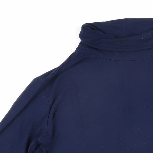 Woolovers Womens Blue High Neck Viscose Pullover Jumper Size S