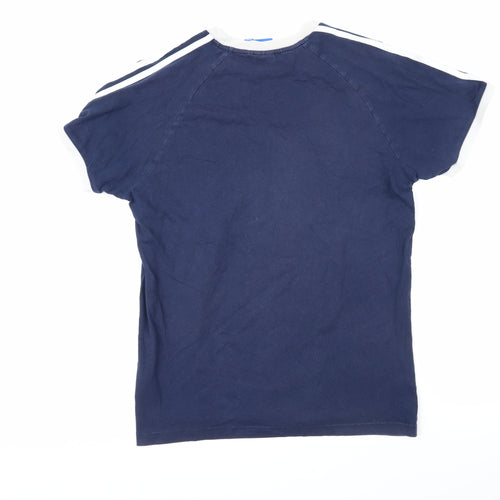 Addidas Womens Blue 100% Cotton Basic T-Shirt Size L Round Neck - Addidas logo