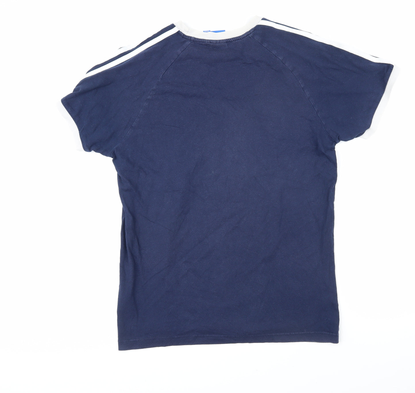 Addidas Womens Blue 100% Cotton Basic T-Shirt Size L Round Neck - Addidas logo