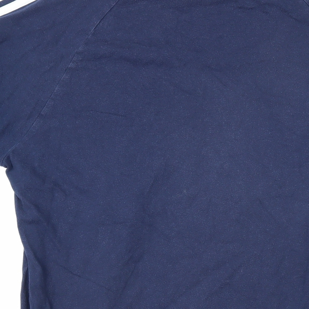 Addidas Womens Blue 100% Cotton Basic T-Shirt Size L Round Neck - Addidas logo