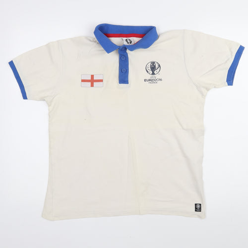 Euro 2016 Mens Ivory Cotton Polo Size S Collared Button - Euro France 2016
