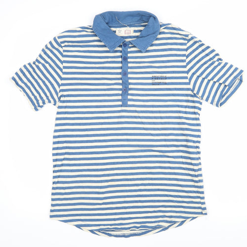 Firetrap Womens Blue Striped 100% Cotton Basic Polo Size XL Collared