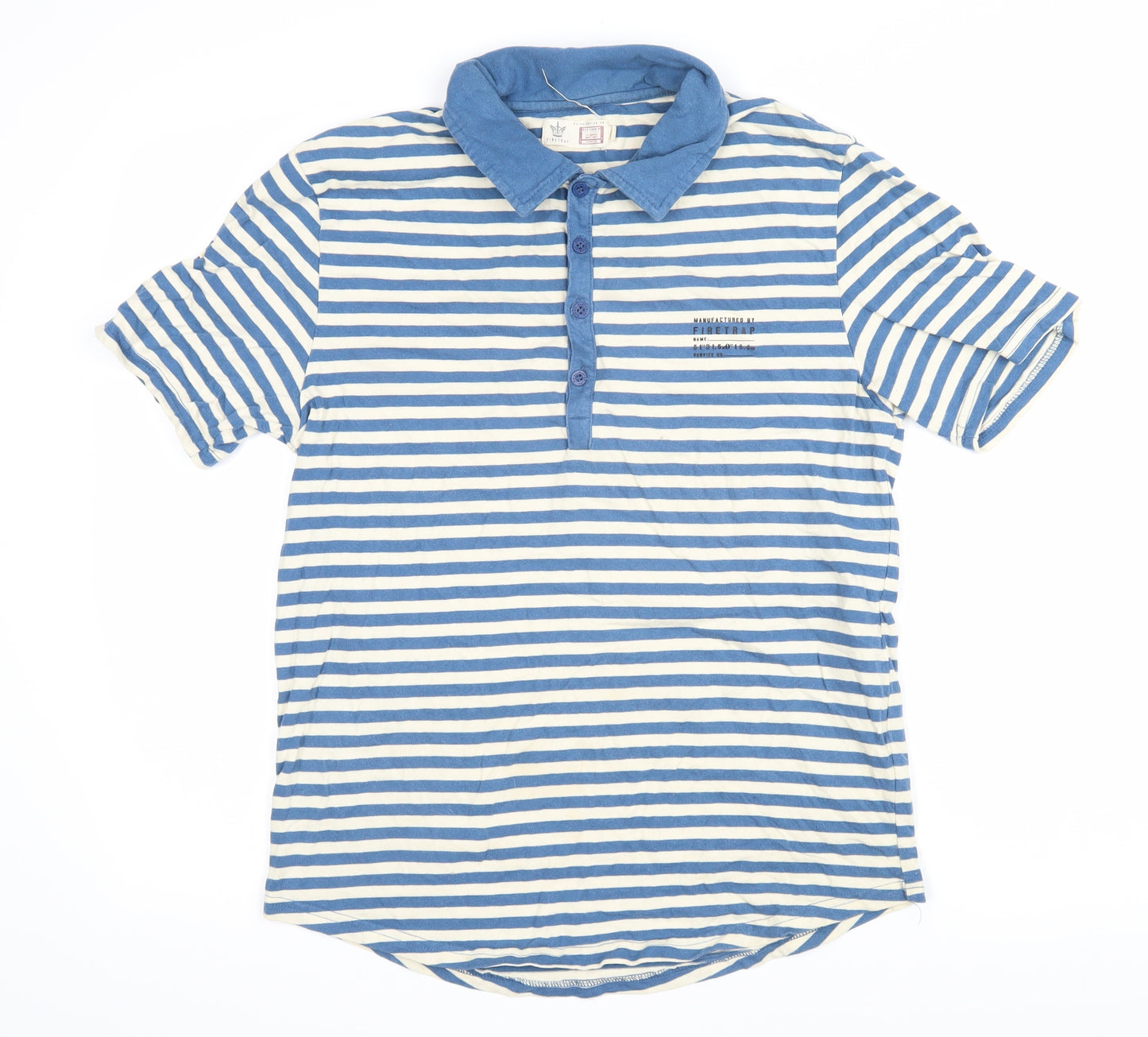 Firetrap Womens Blue Striped 100% Cotton Basic Polo Size XL Collared