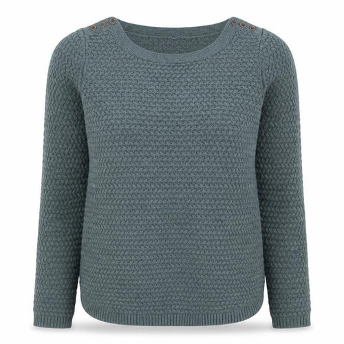 Jones New York Womens Blue Crew Neck Cotton Pullover Jumper Size XL - Buttons