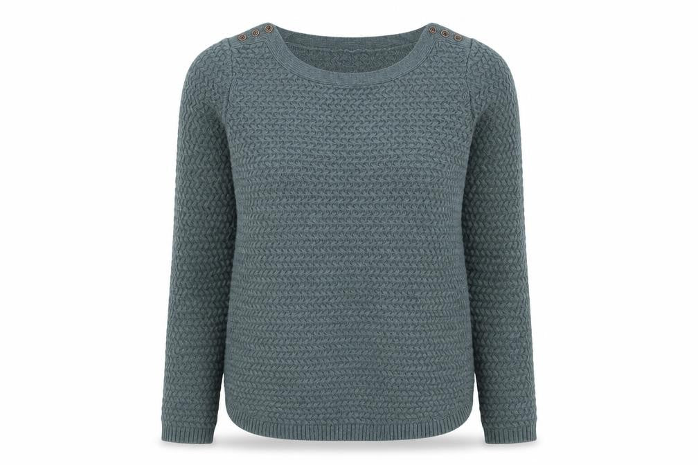 Jones New York Womens Blue Crew Neck Cotton Pullover Jumper Size XL - Buttons