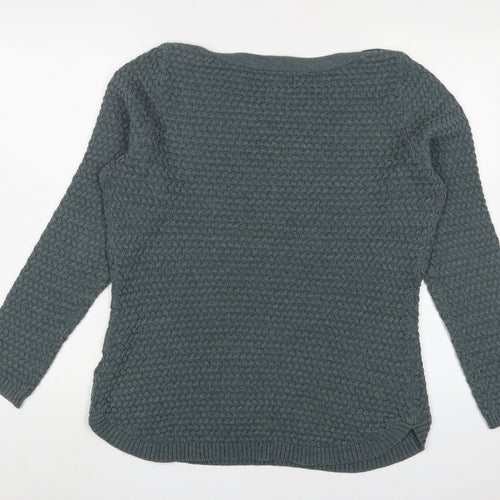 Jones New York Womens Blue Crew Neck Cotton Pullover Jumper Size XL - Buttons