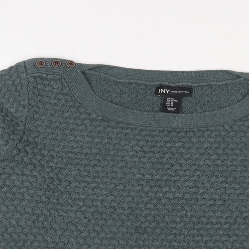 Jones New York Womens Blue Crew Neck Cotton Pullover Jumper Size XL - Buttons
