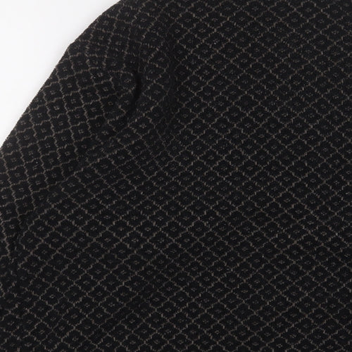 Reflect Womens Black Round Neck Fair Isle Acrylic Cardigan Jumper Size L - L/XL