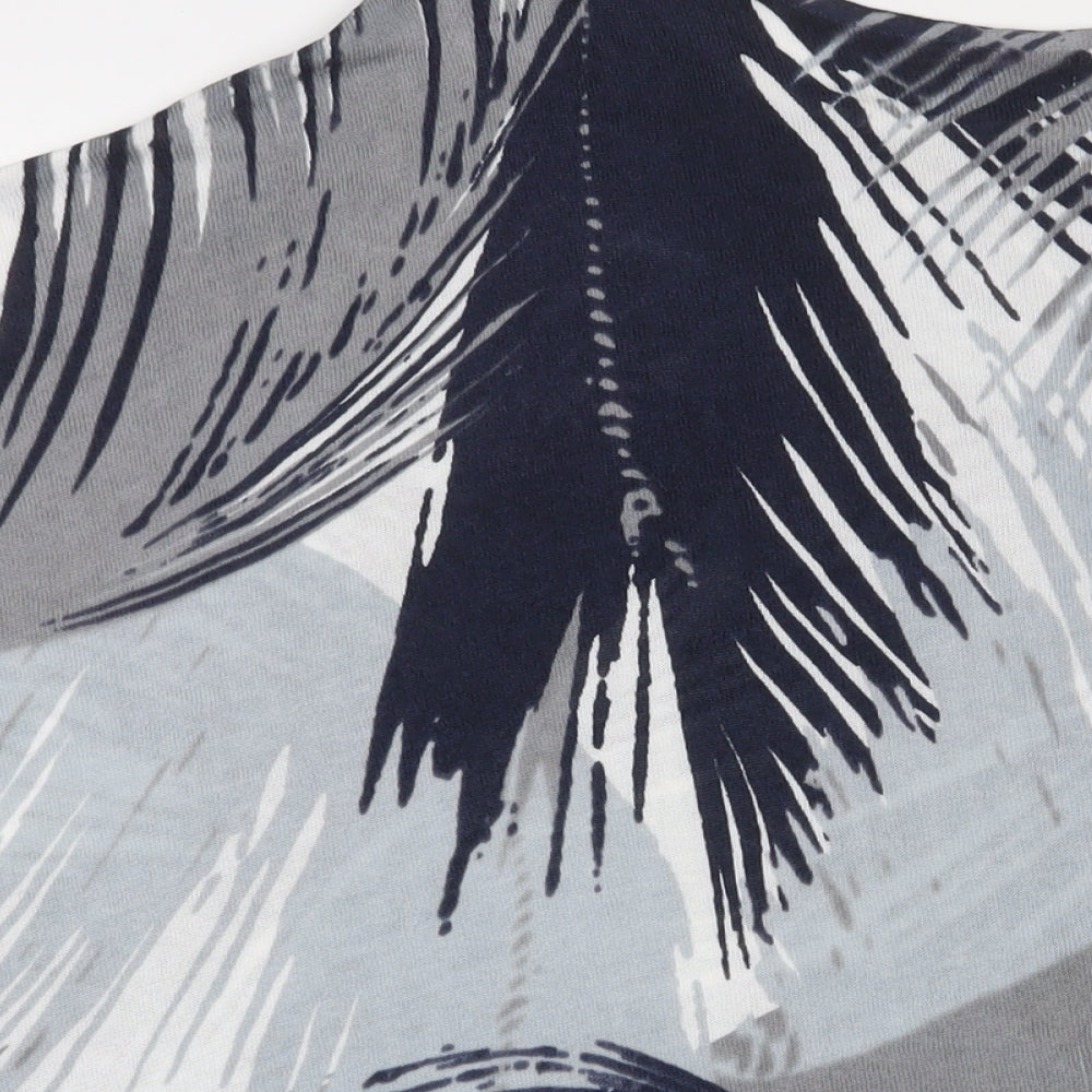 Phase Eight Womens Blue Geometric Cotton Basic T-Shirt Size L Crew Neck