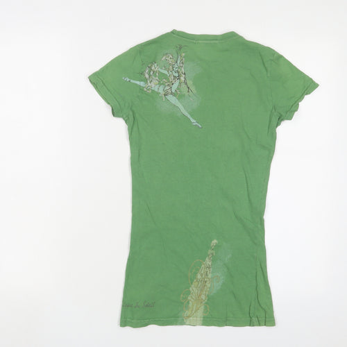 Cyrque Du Soleil Womens Green Cotton Basic T-Shirt Size XS Crew Neck - A moment of Eternity