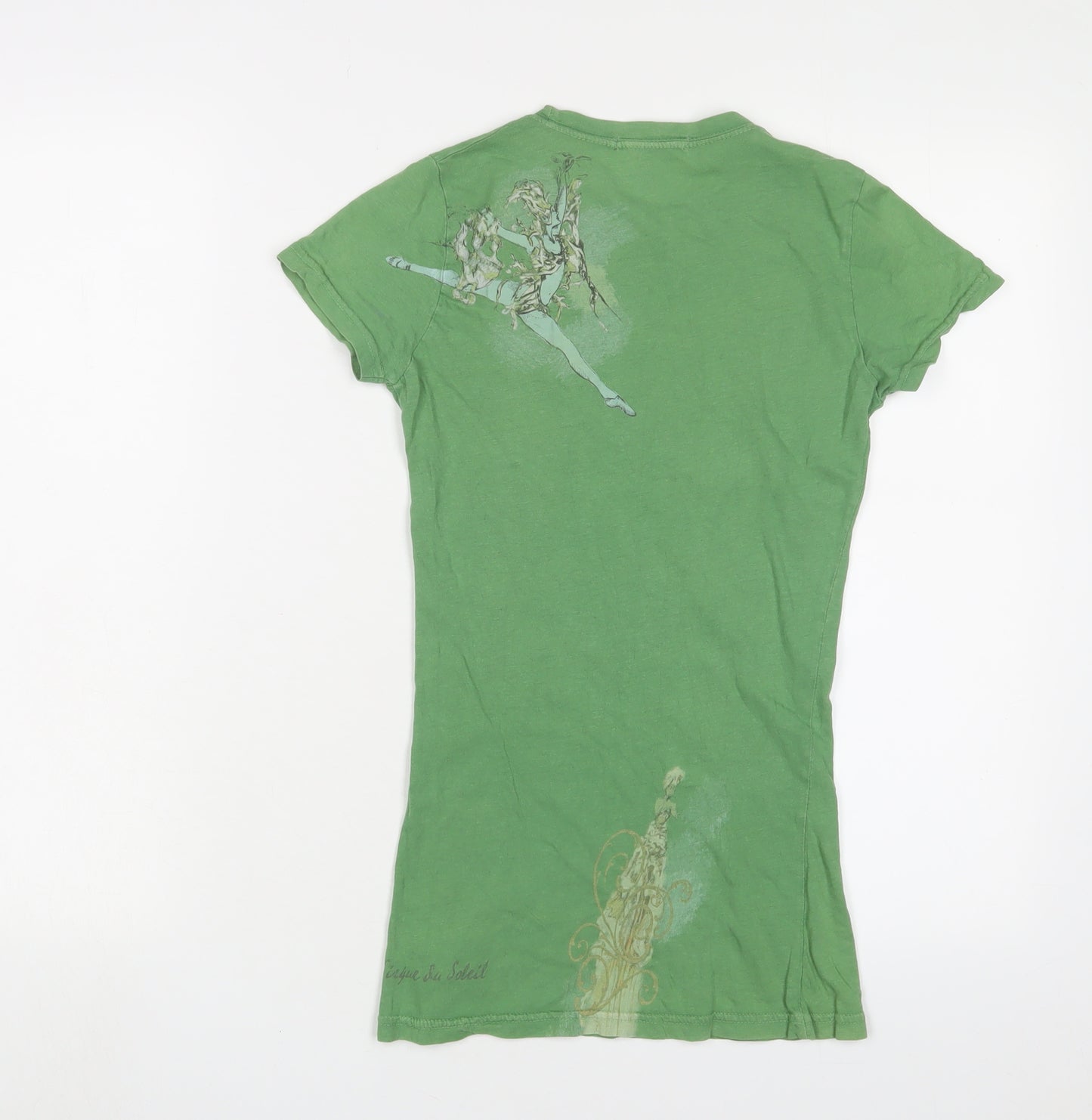 Cyrque Du Soleil Womens Green Cotton Basic T-Shirt Size XS Crew Neck - A moment of Eternity