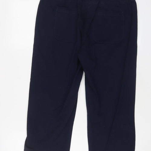 Cotton Traders Womens Blue Cotton Cropped Trousers Size 10 L20 in Regular Drawstring