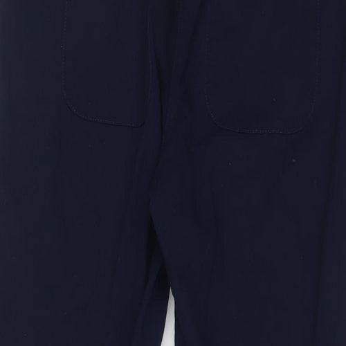 Cotton Traders Womens Blue Cotton Cropped Trousers Size 10 L20 in Regular Drawstring