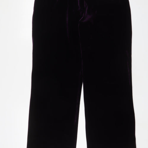 EWM Womens Purple Polyester Trousers Size 14 L29 in Regular