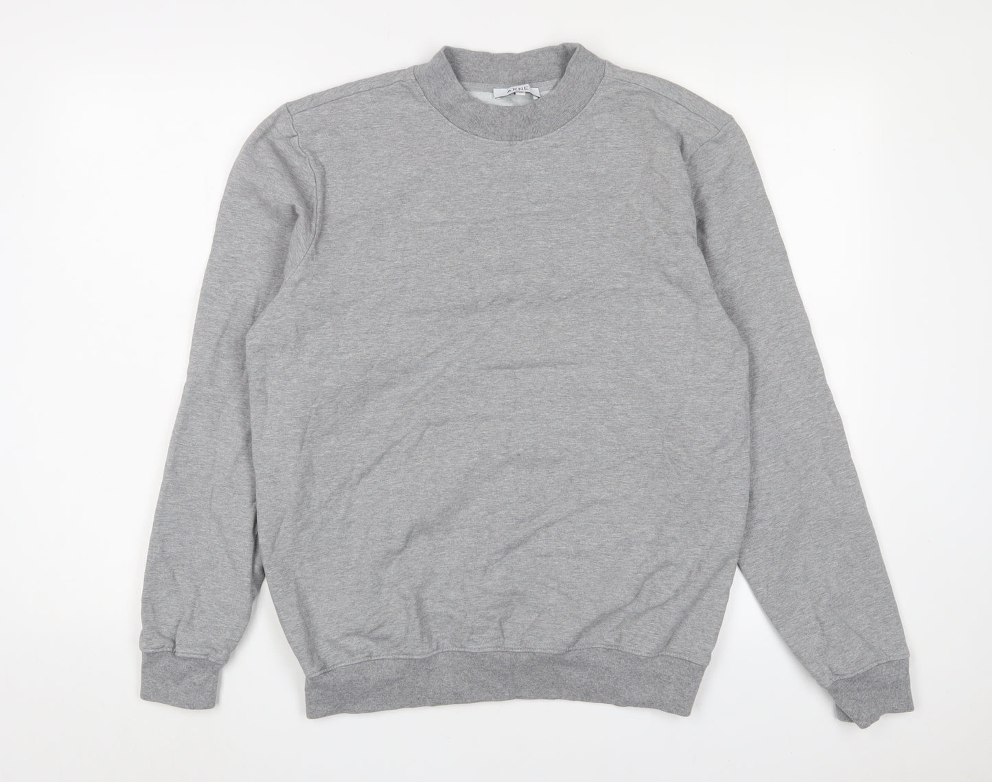 Arne Mens Grey Cotton Pullover Sweatshirt Size L - Logo, Embroidered