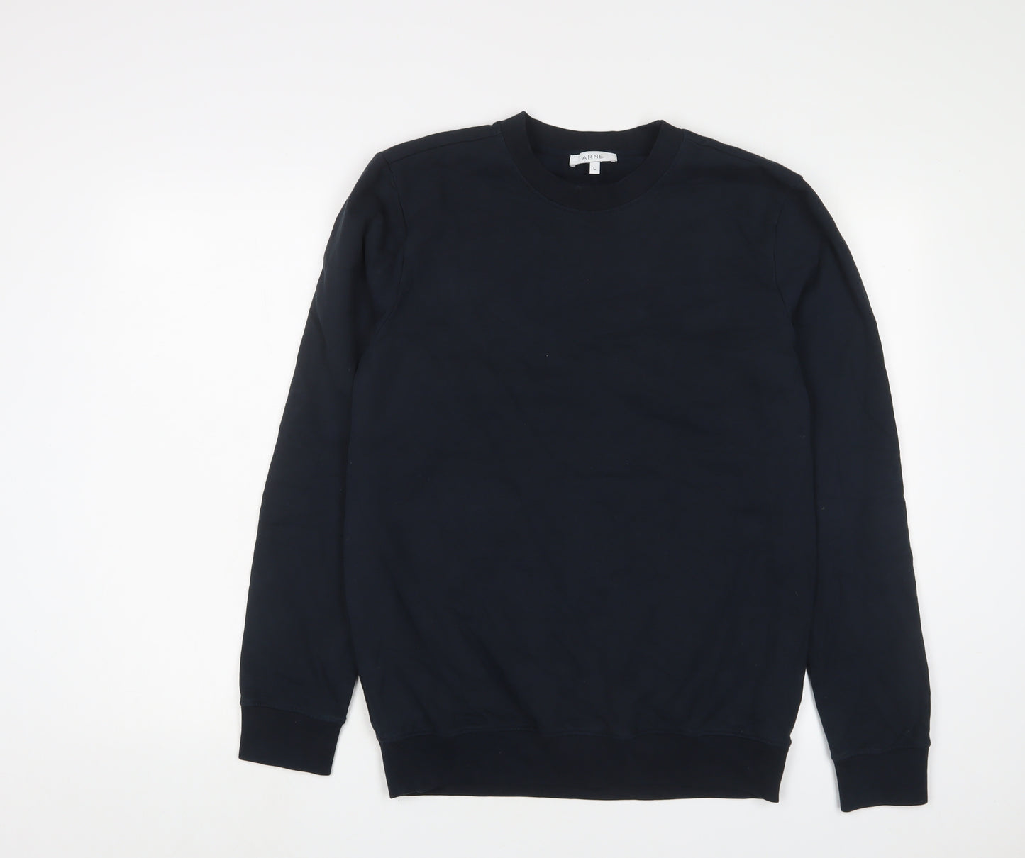 Arne Mens Blue Cotton Pullover Sweatshirt Size L - Logo, Embroidered