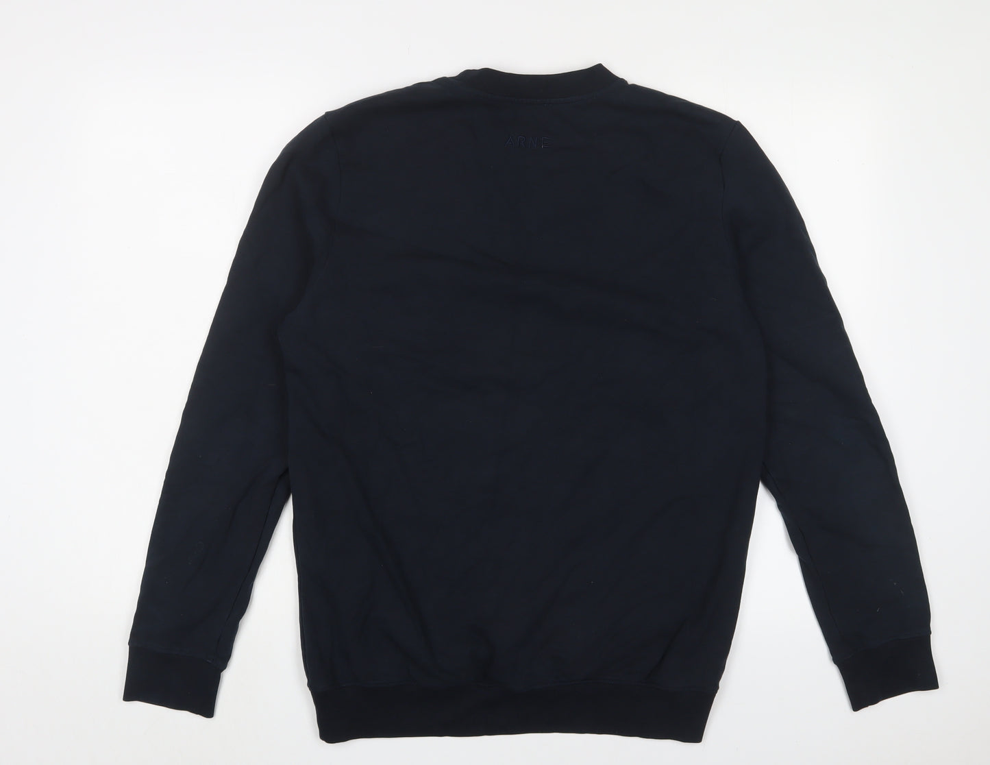 Arne Mens Blue Cotton Pullover Sweatshirt Size L - Logo, Embroidered