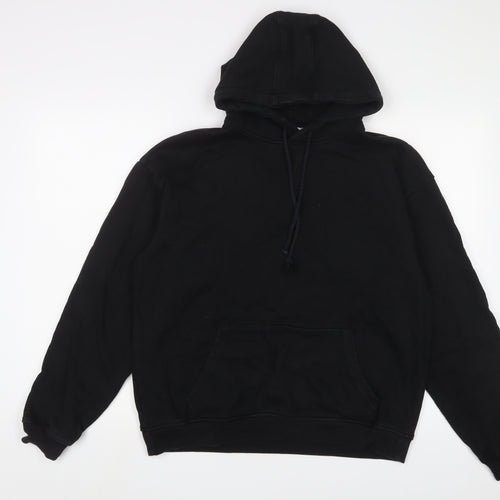 Arne Mens Black Cotton Pullover Hoodie Size M - Logo, Embroidered