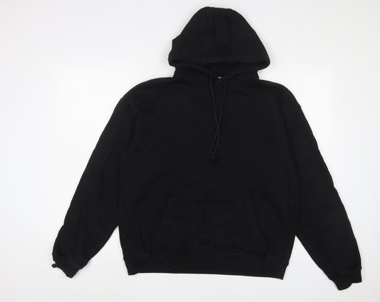 Arne Mens Black Cotton Pullover Hoodie Size M - Logo, Embroidered