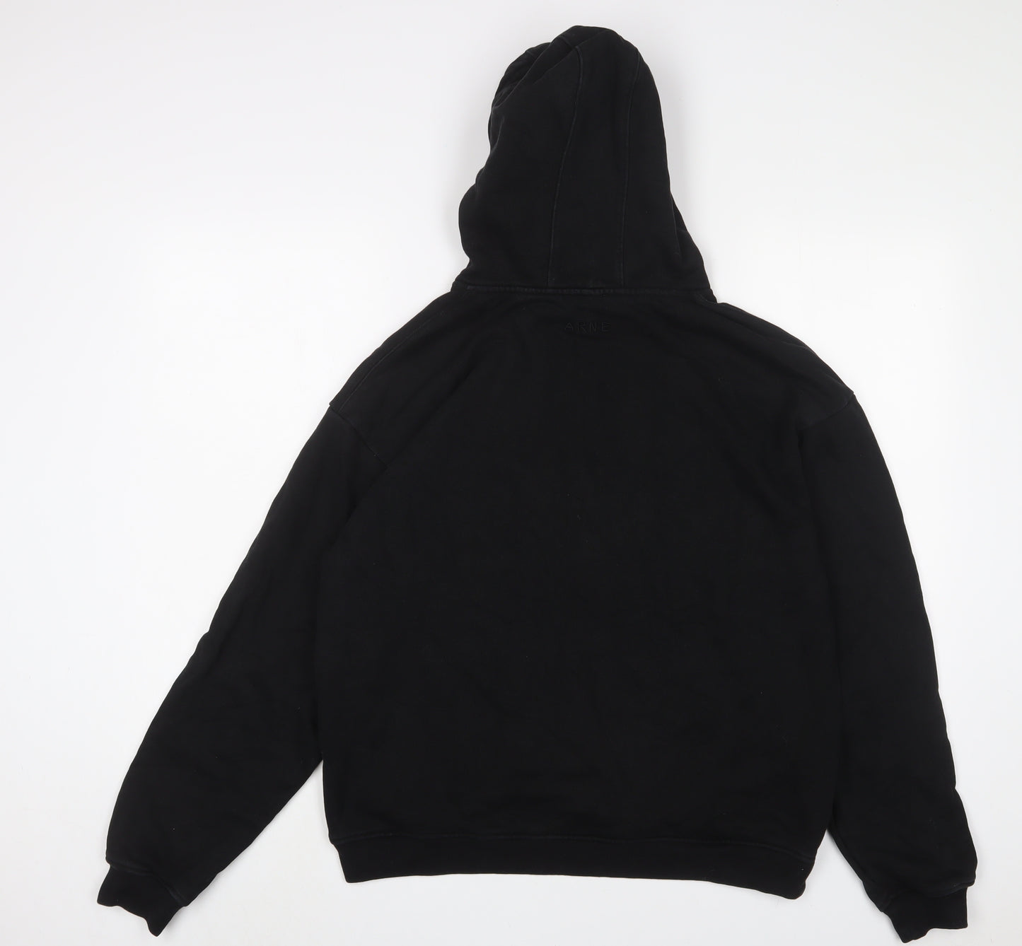 Arne Mens Black Cotton Pullover Hoodie Size M - Logo, Embroidered