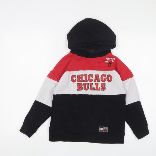 NBA Boys Multicoloured Striped Cotton Pullover Hoodie Size 8-9 Years Pullover - Chicago Bulls