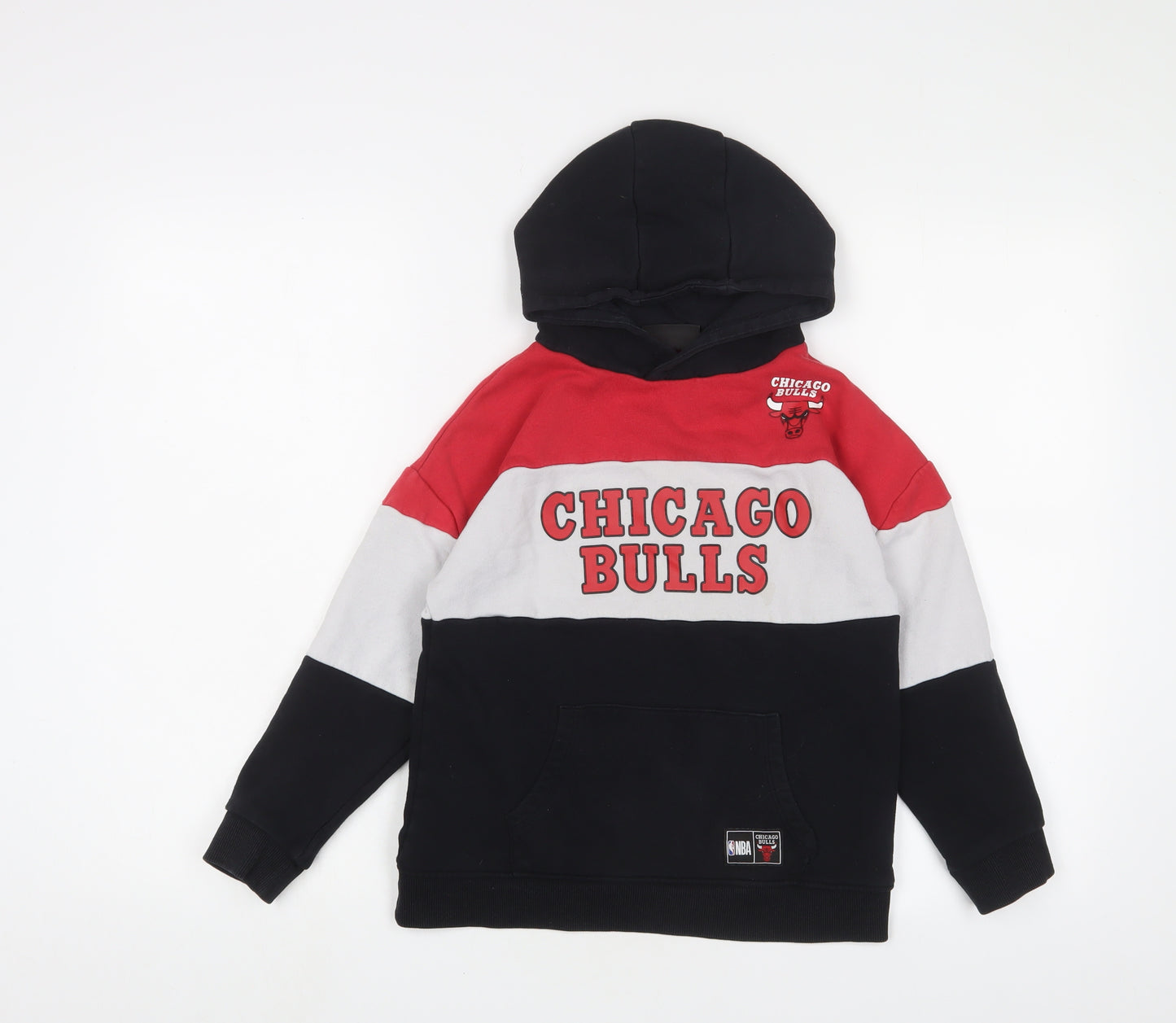 NBA Boys Multicoloured Striped Cotton Pullover Hoodie Size 8-9 Years Pullover - Chicago Bulls