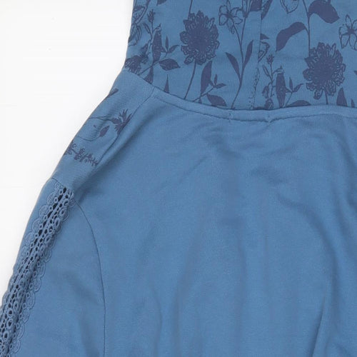 Joe Browns Womens Blue Floral Cotton Full Zip Hoodie Size 18 Zip - Embroidered