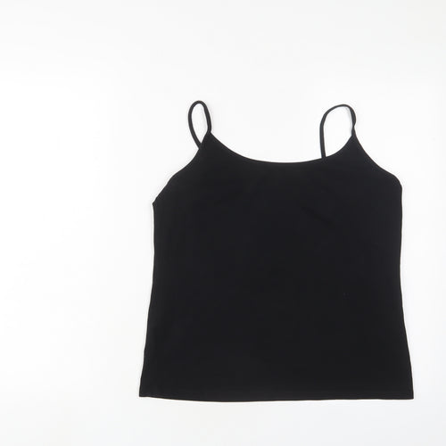 Laura Ashley Womens Black Cotton Camisole Tank Size 16 Scoop Neck