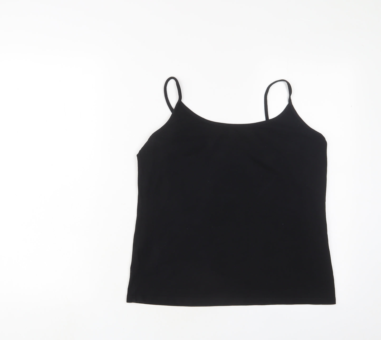 Laura Ashley Womens Black Cotton Camisole Tank Size 16 Scoop Neck