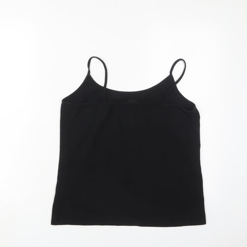 Laura Ashley Womens Black Cotton Camisole Tank Size 16 Scoop Neck