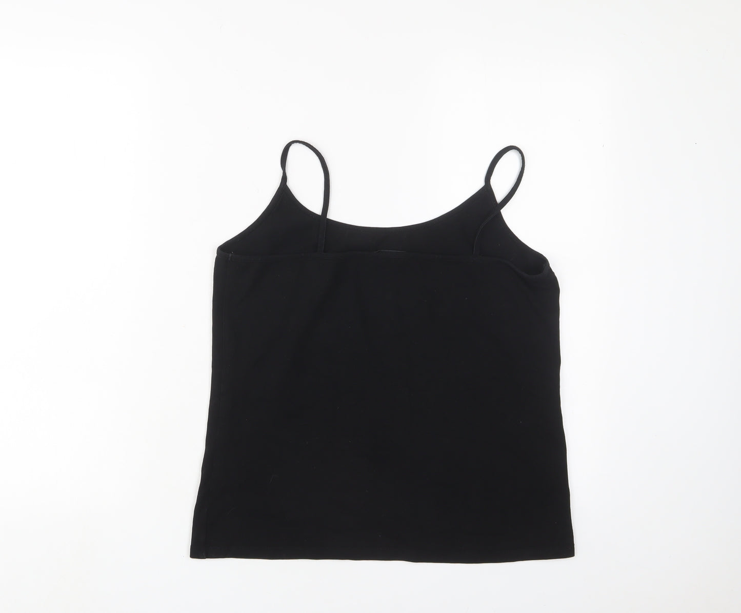 Laura Ashley Womens Black Cotton Camisole Tank Size 16 Scoop Neck