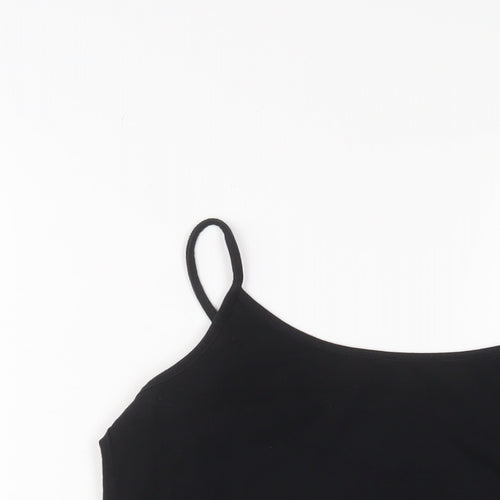 Laura Ashley Womens Black Cotton Camisole Tank Size 16 Scoop Neck