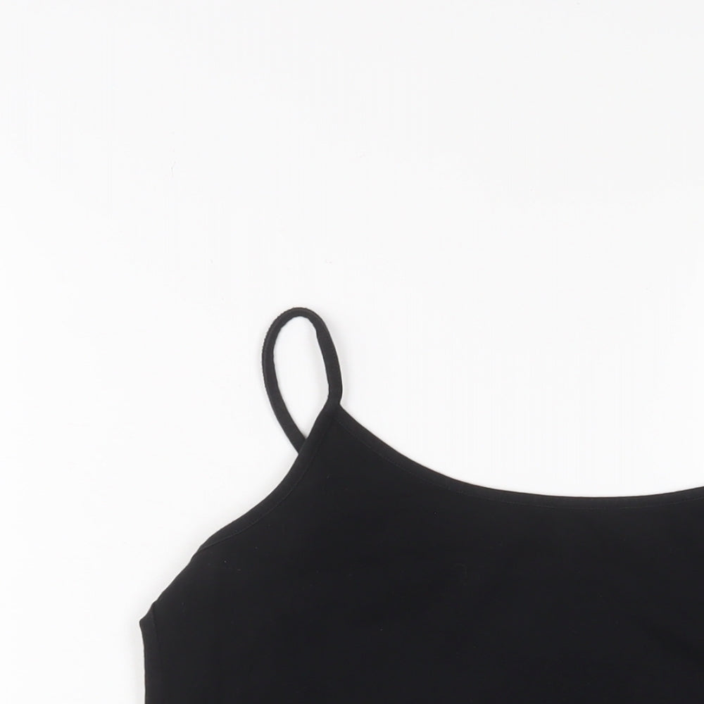 Laura Ashley Womens Black Cotton Camisole Tank Size 16 Scoop Neck