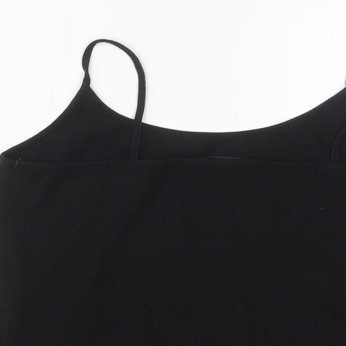 Laura Ashley Womens Black Cotton Camisole Tank Size 16 Scoop Neck