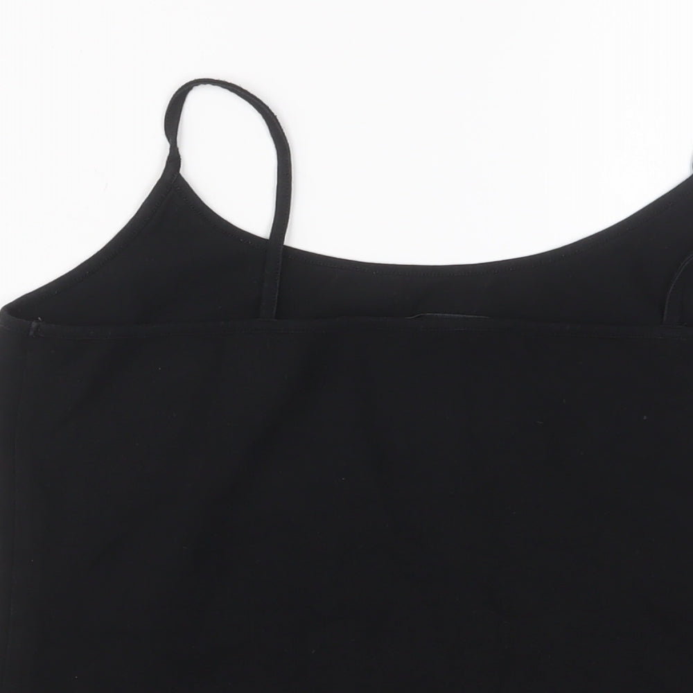 Laura Ashley Womens Black Cotton Camisole Tank Size 16 Scoop Neck